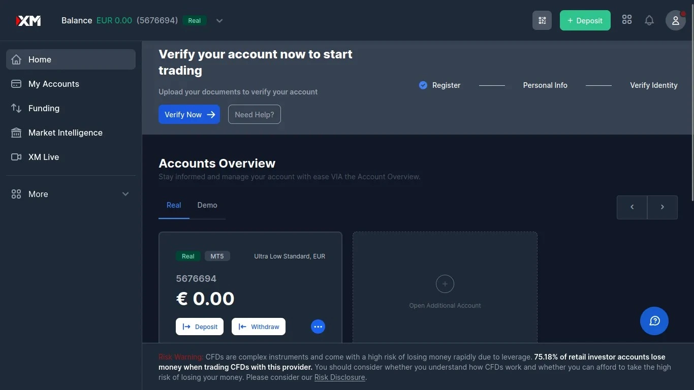 XM with a Demo account